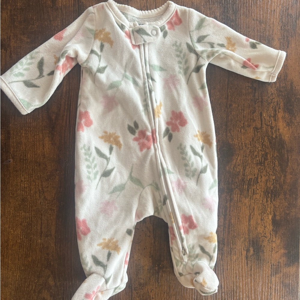 Carter's Floral Print Footie - Pink, Yellow, Green